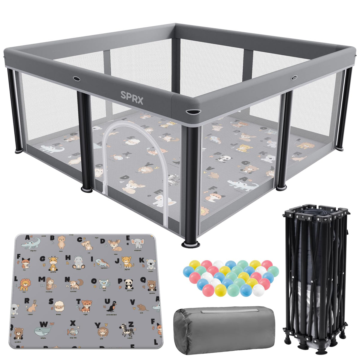 Foldable Baby Playpen with Mat and Travel Pack L9291