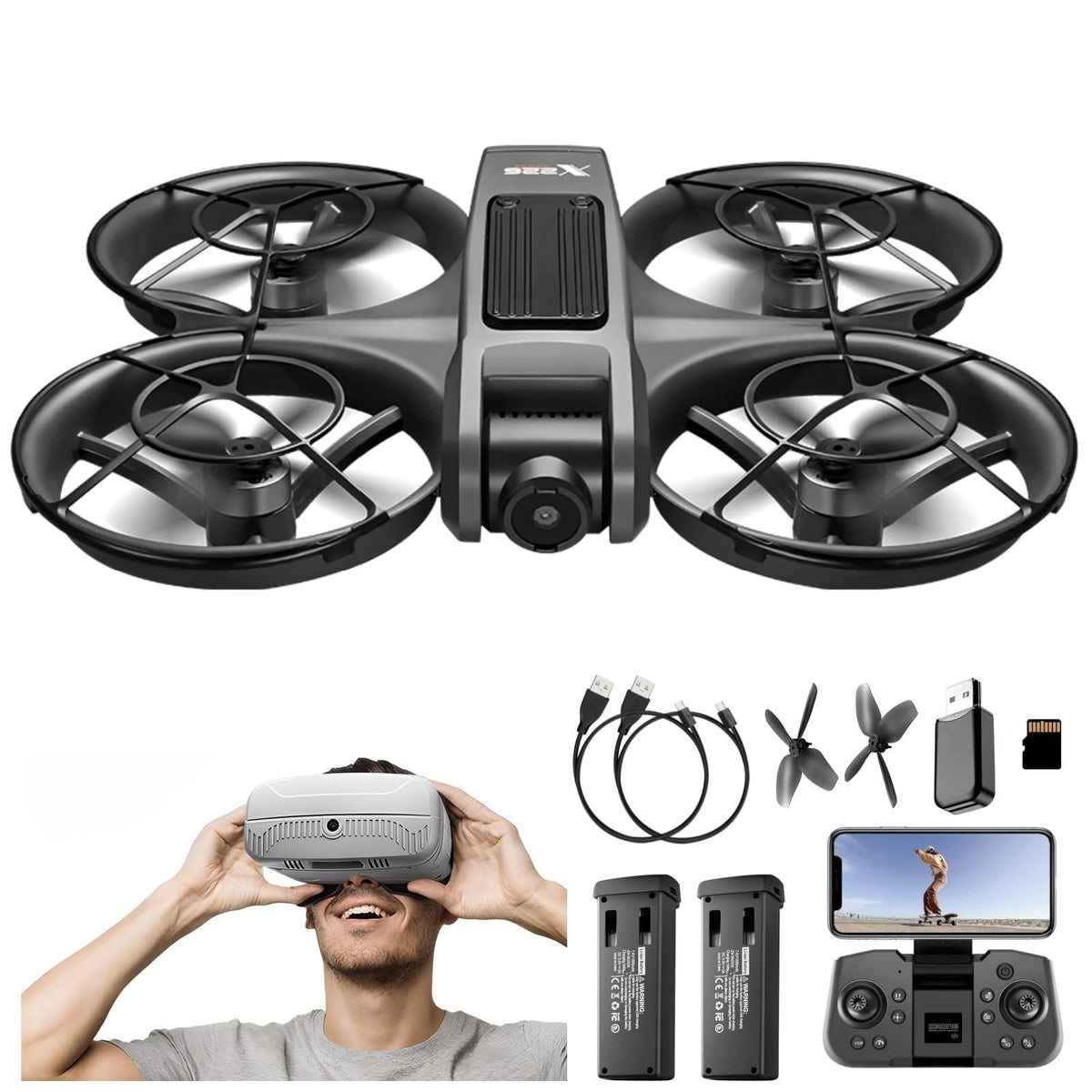 Adult Drone with VR Goggles Headset, 1080P HD Camera, FPV Quadcopter W29835