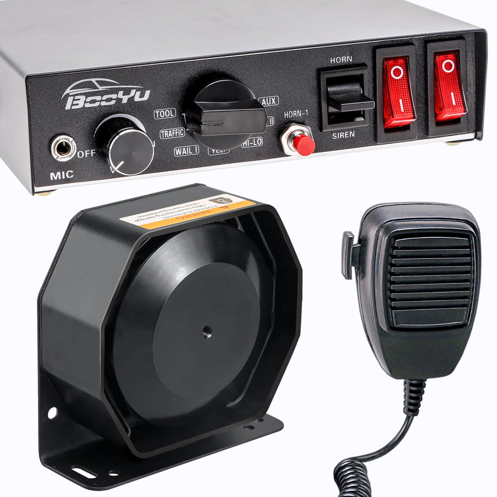 12V 200W 9Tone Slim Speaker Horn Alarm PA System Emergency Siren X7430