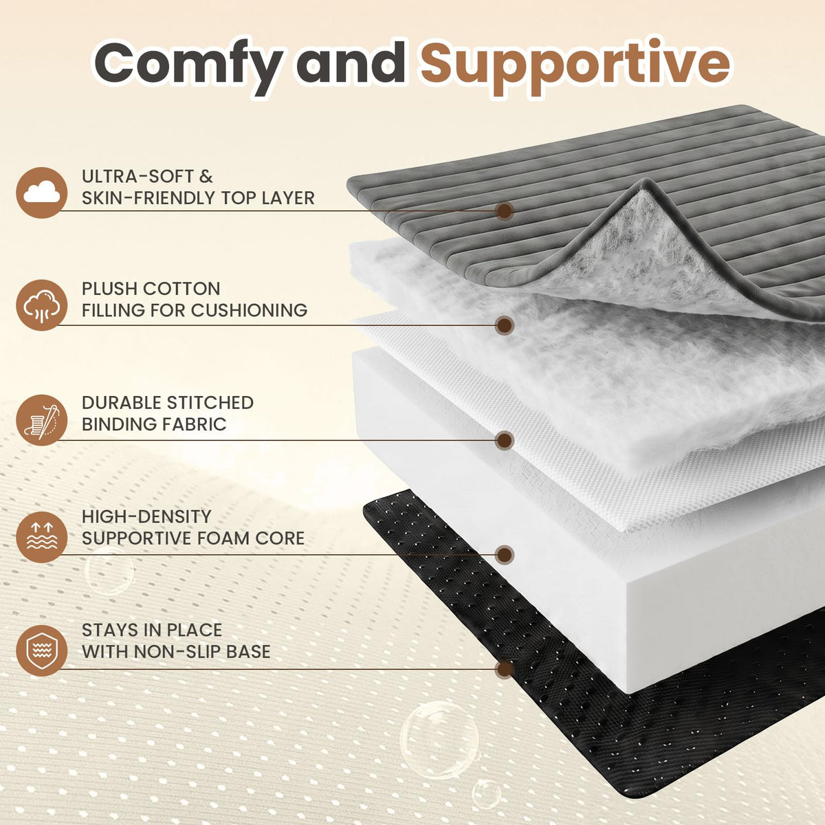 Queen Size Tri-Fold Mattress with Handles & Non-Slip Bottom M122704