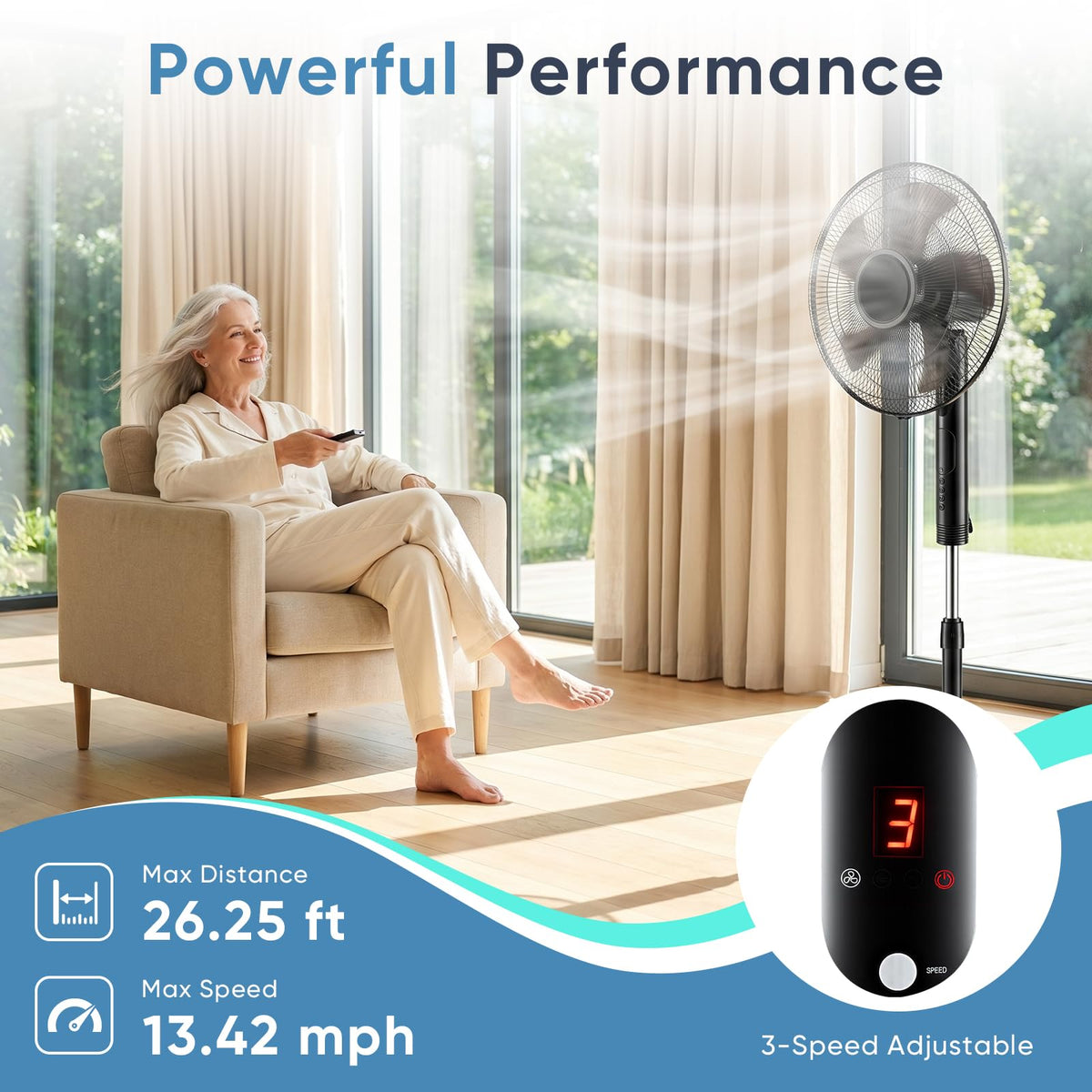 17" Oscillating Pedestal Fan with Remote X861