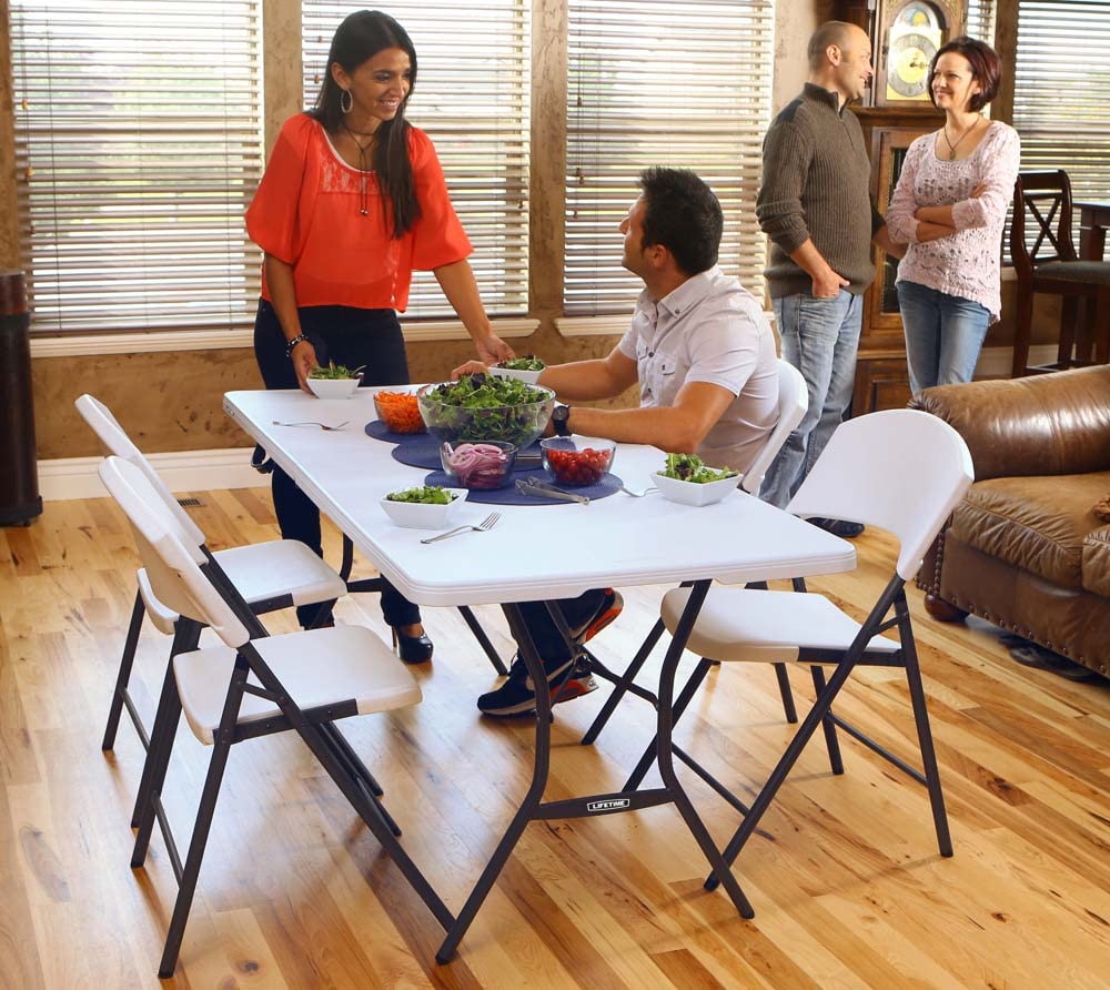 6 Feet White Granite Folding Table U3074