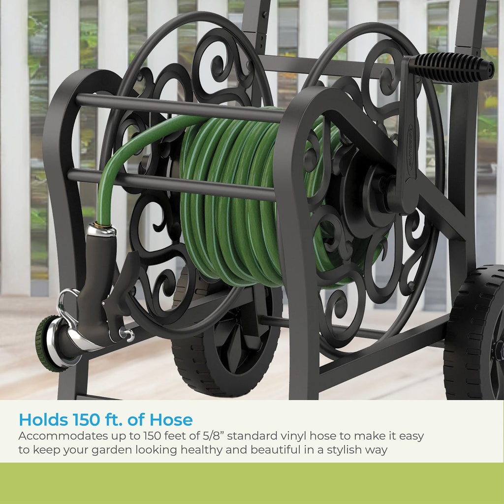 Metal 150' Hose Cart with Flat-Free Wheels P1875