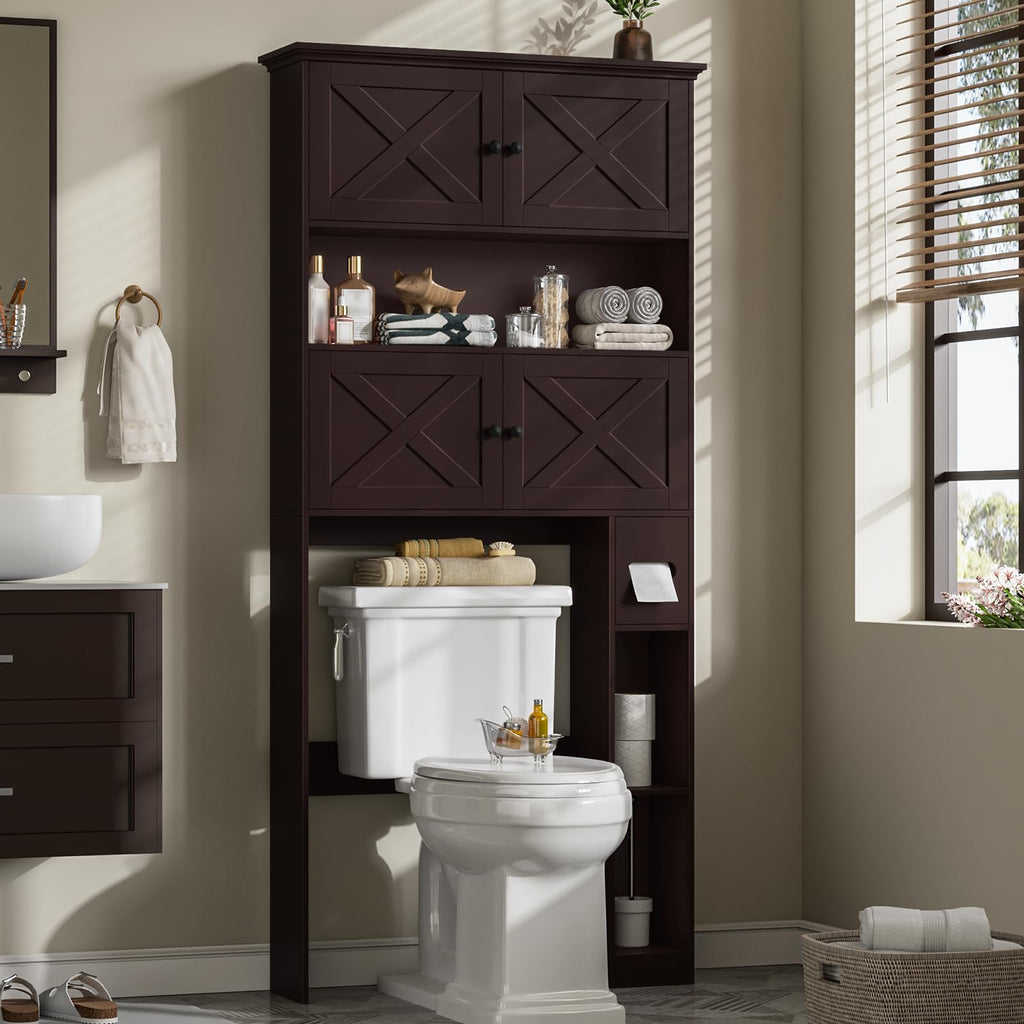 Over The Toilet Storage Cabinet with Doors & Paper Holder X483