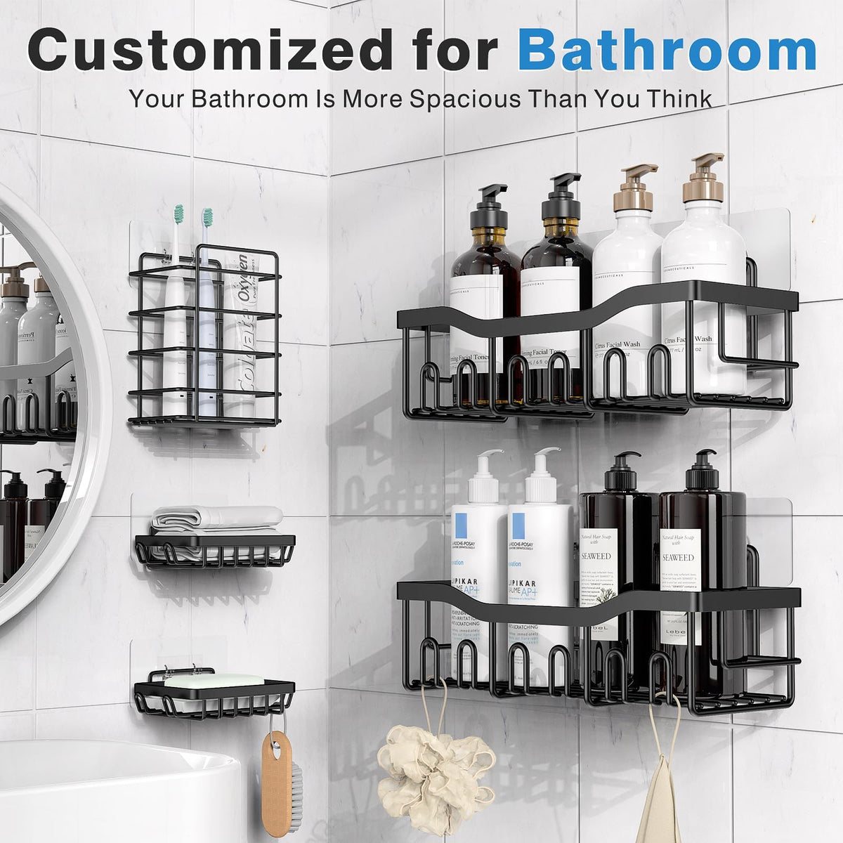 5 Pack Rustproof Stainless Steel Shower Caddy Y4016