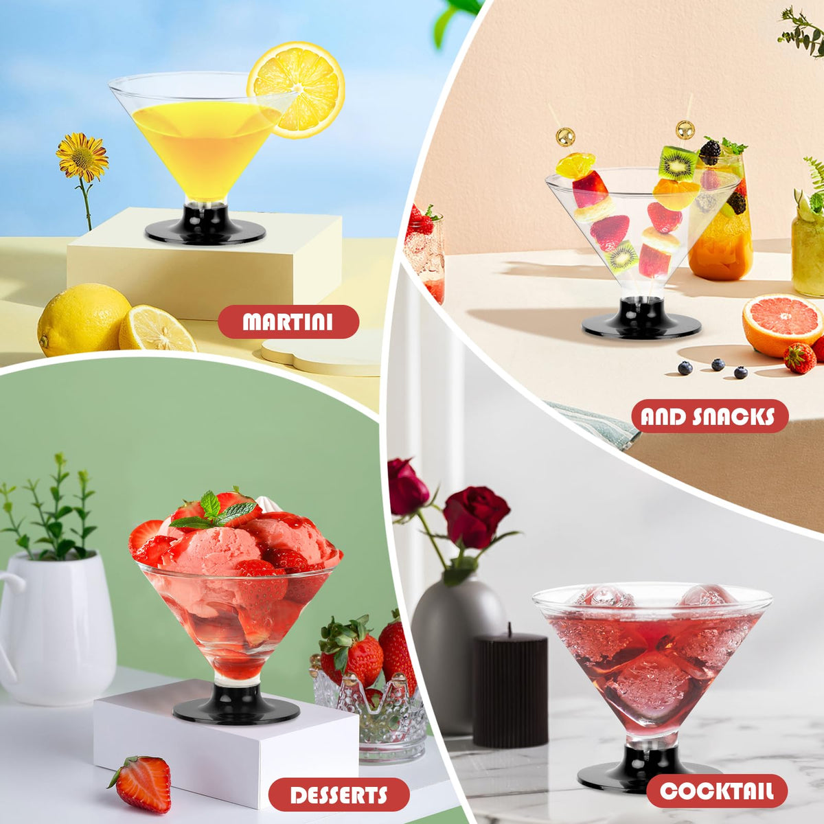 25 PCS 5oz Clear Plastic Martini Glasses H68124