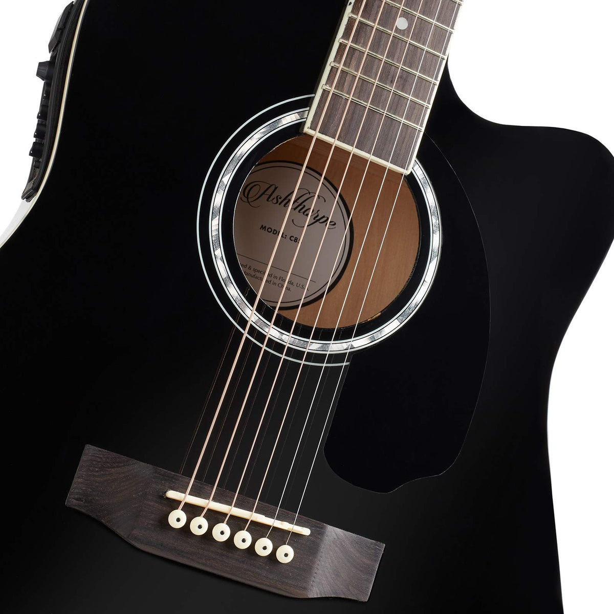 Black Cutaway Thinline Acoustic-Electric Guitar P217258