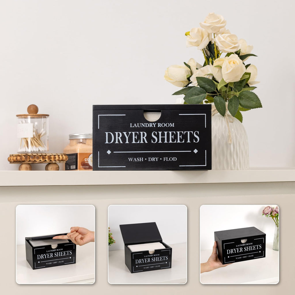 Black Dryer Sheet Holder with Lid U3810