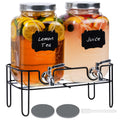 2 Pack 1 Gallon Glass Drink Dispensers with Stand & Spout Z88874