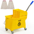 22 Quart Compact Mop Bucket with Side Press Wringer On Wheels S80828