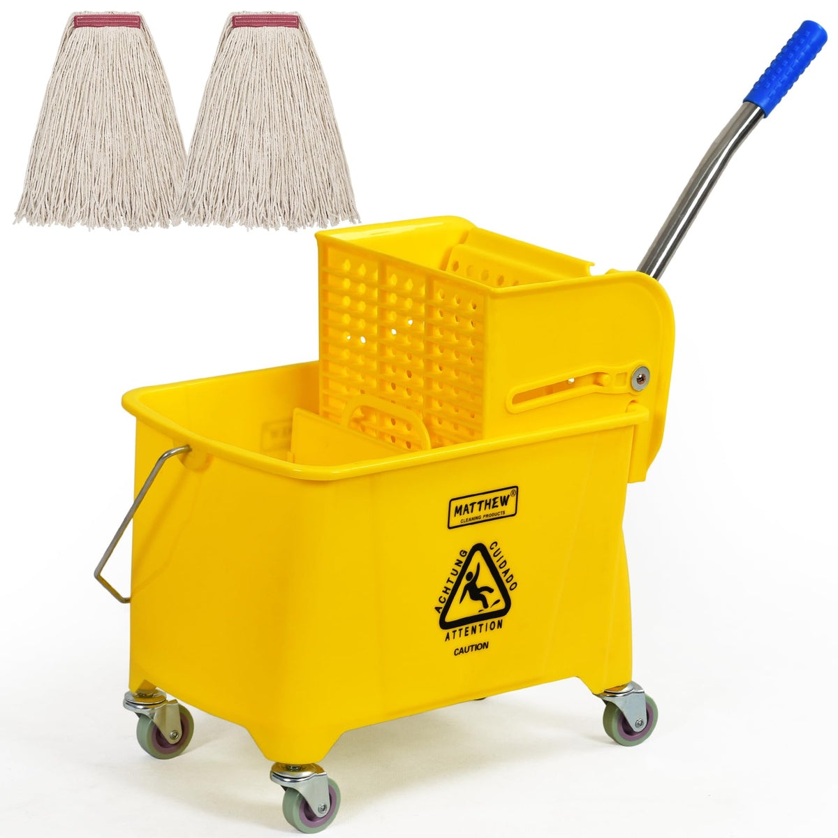 22 Quart Compact Mop Bucket with Side Press Wringer On Wheels S80828