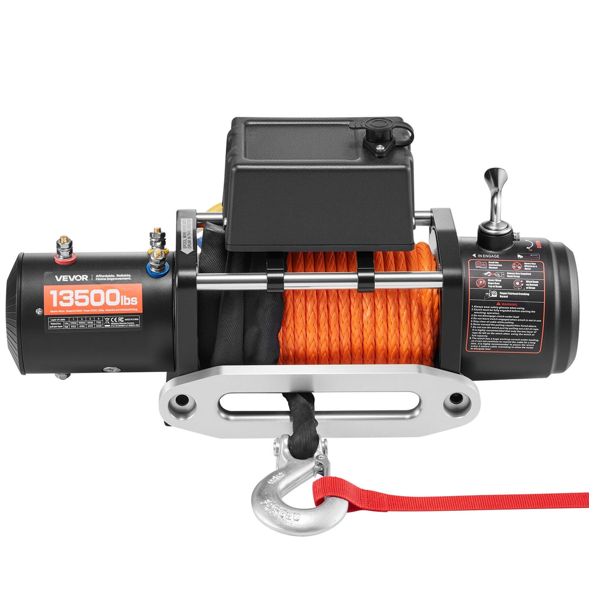 13,500 lb 12V DC Electric Truck Winch with Synthetic Rope V75312