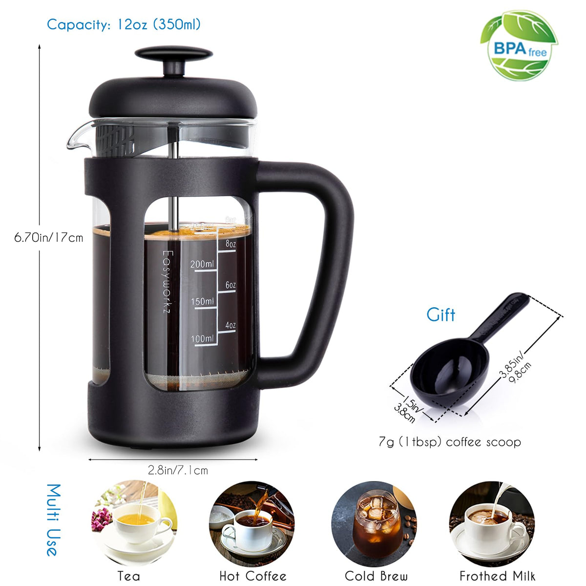 12 oz Stainless Steel French Press and Gooseneck Pour Over Kettle M84435