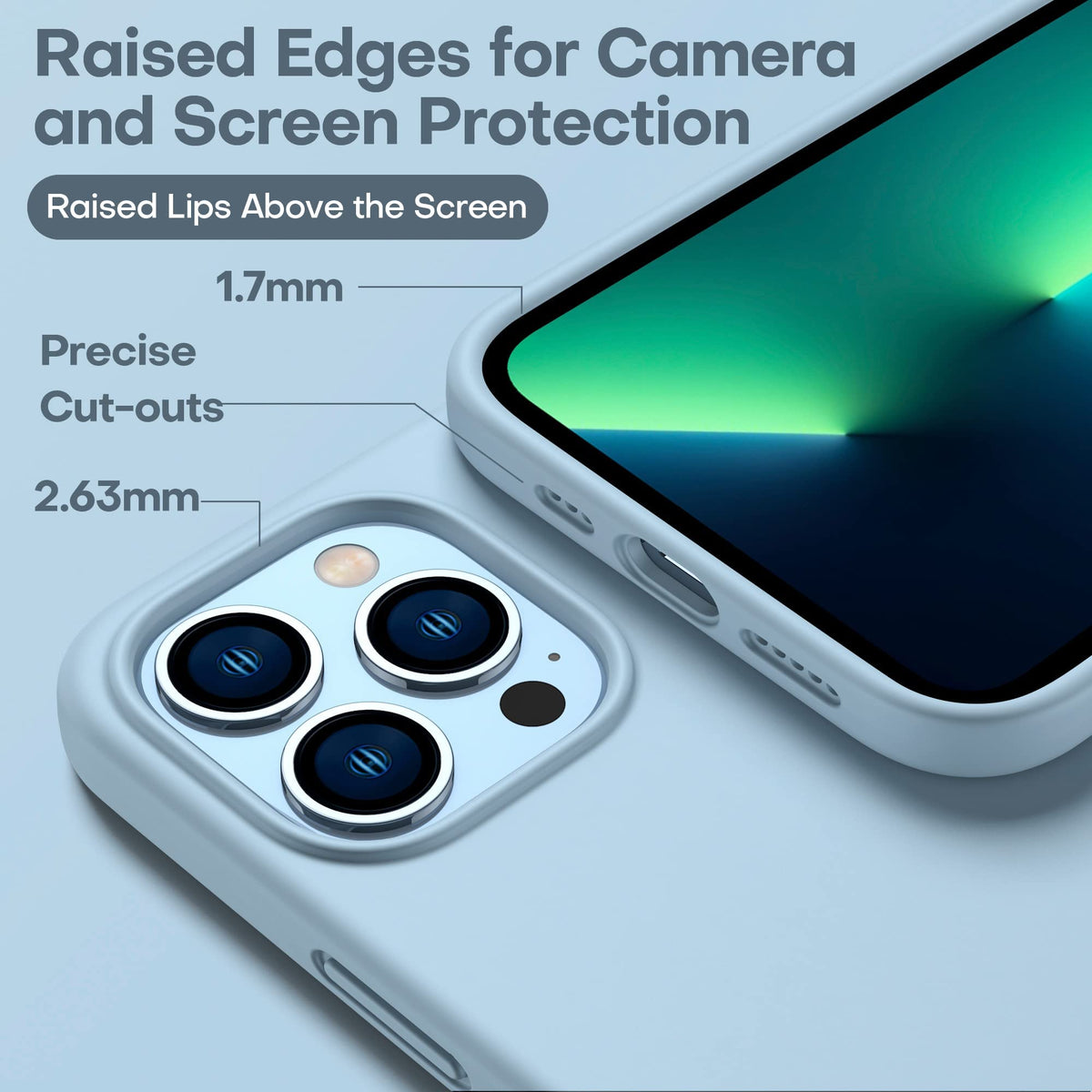 Light Blue Silicone Case with Glass Screen Protectors V468