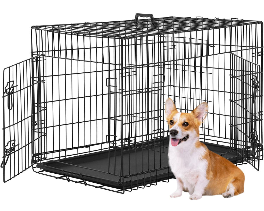 Folding Metal Dog Crate with Divider and Handle A23678