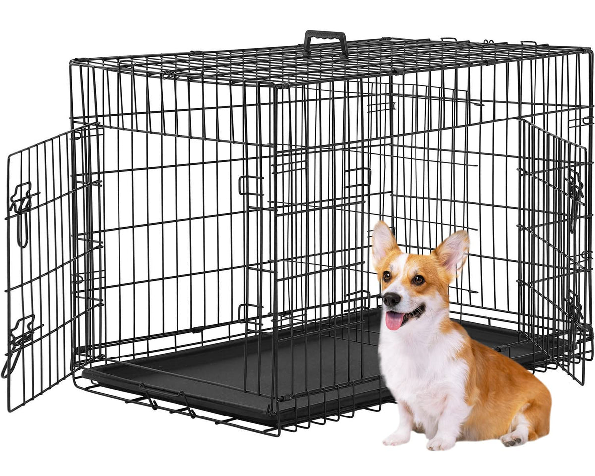 Folding Metal Dog Crate with Divider and Handle A23678