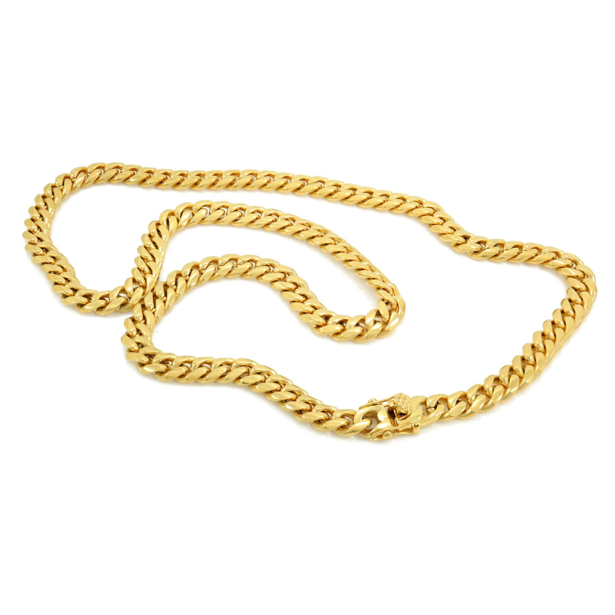 Miami Cuban Link Chain 18k Yellow Gold Plated Stainless Steel Necklace 30 inches X742