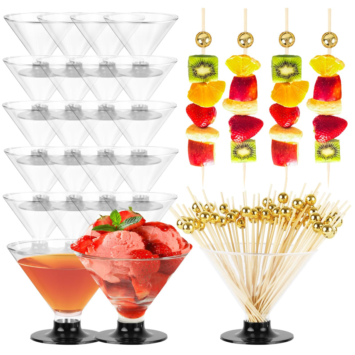 25 PCS 5oz Clear Plastic Martini Glasses H68124