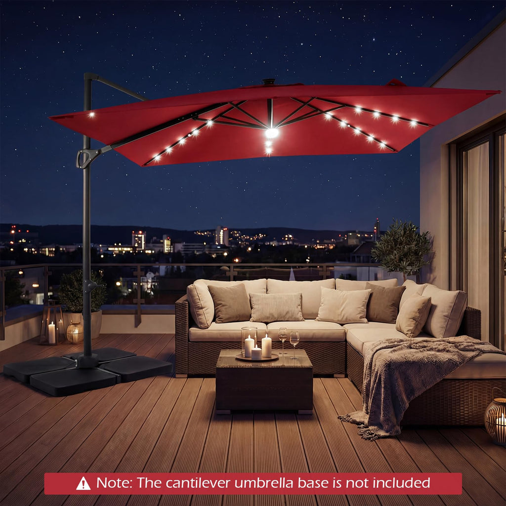 10ft Solar LED Patio Umbrella with Aluminum Pole R312973