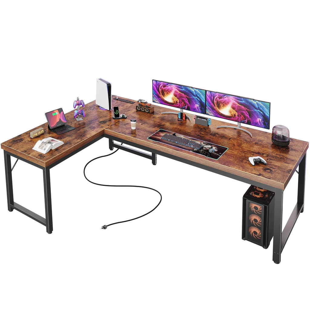 63 Inch L Shaped Desk with Power Outlets D21390