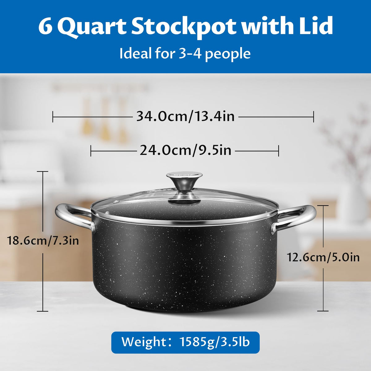 6 Quart Nonstick Stock Pot with Lid J147