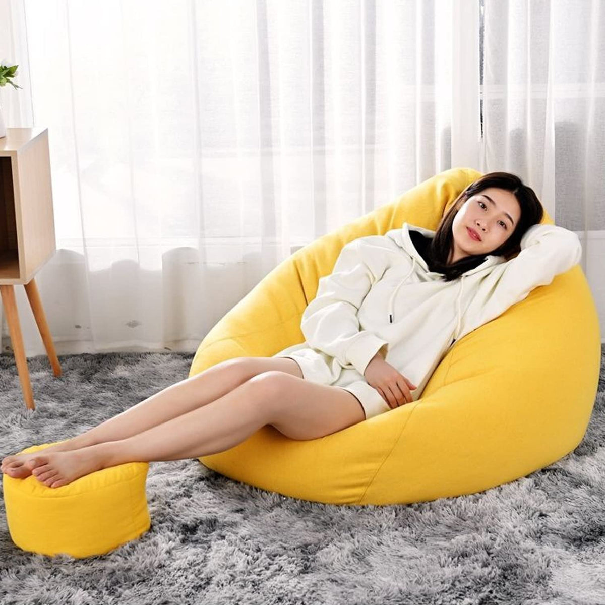 Yellow Washable Bean Bag Chair Cover O77234