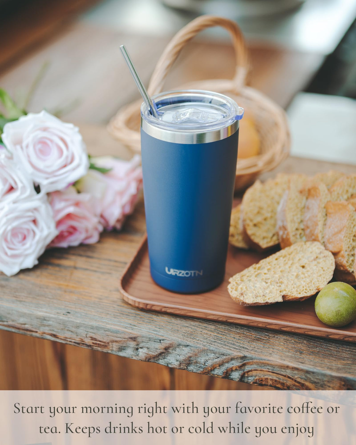 20oz Stainless Steel Insulated Travel Coffee Tumbler with Straw R2470