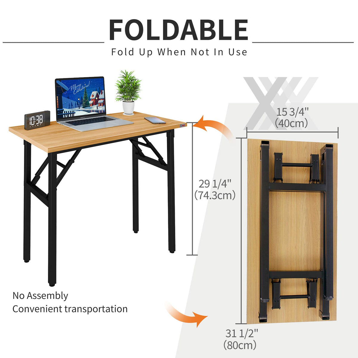 Small Folding Computer Desk 31.5x15.7 Inch Teak P333049