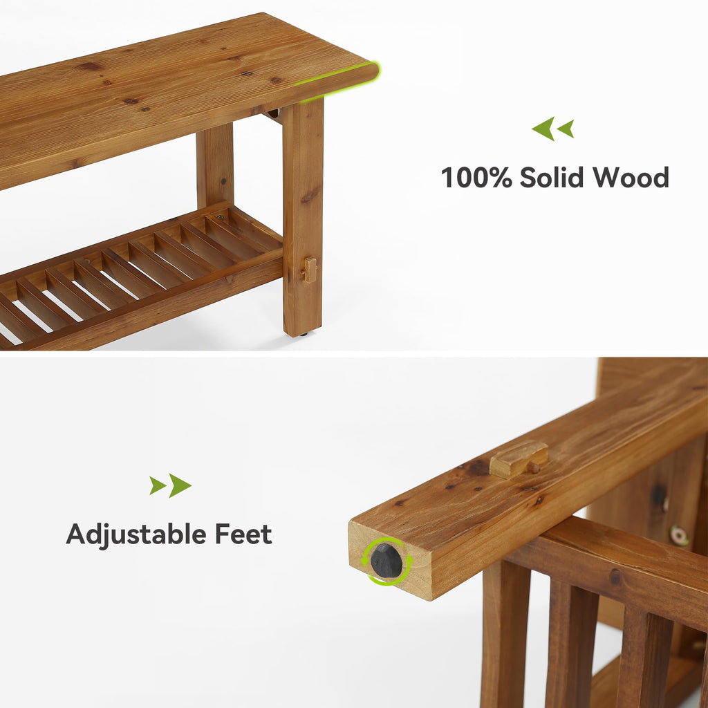 Solid Wood Shoe Bench with Storage Rack B627699