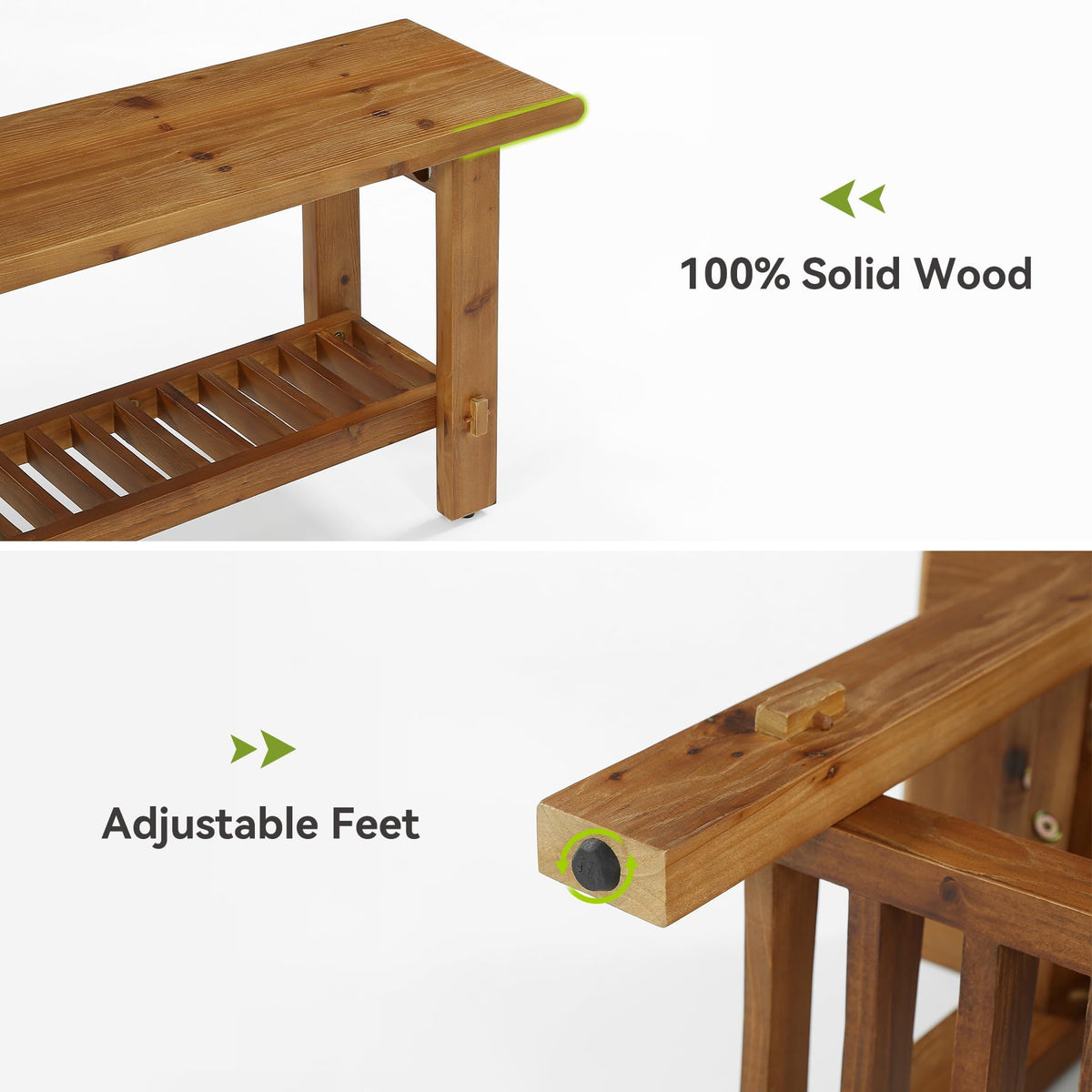 Solid Wood Shoe Bench with Storage Rack B627699