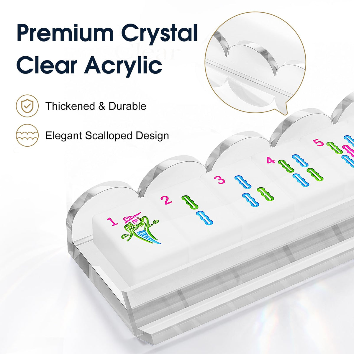 Clear Acrylic Mahjong Racks with Pushers, 4-Pack X8328