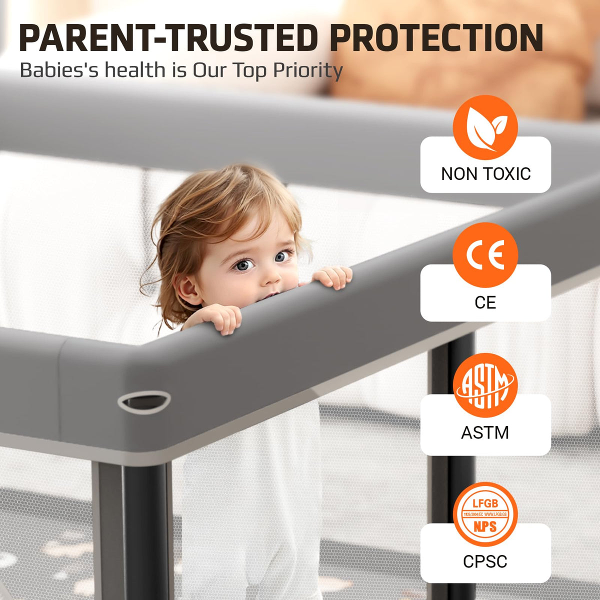 Foldable Baby Playpen with Mat and Travel Pack L9291