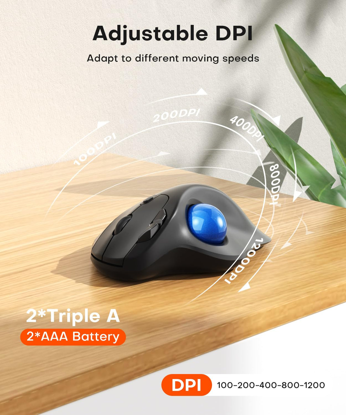 Ergonomic Wireless Trackball Mouse V980578