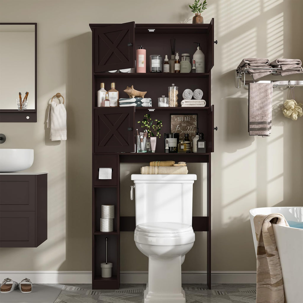 Over The Toilet Storage Cabinet with Doors & Paper Holder X483