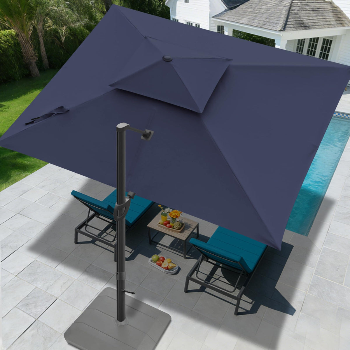 10x10 FT Square Navy Blue Cantilever Patio Umbrella J824639