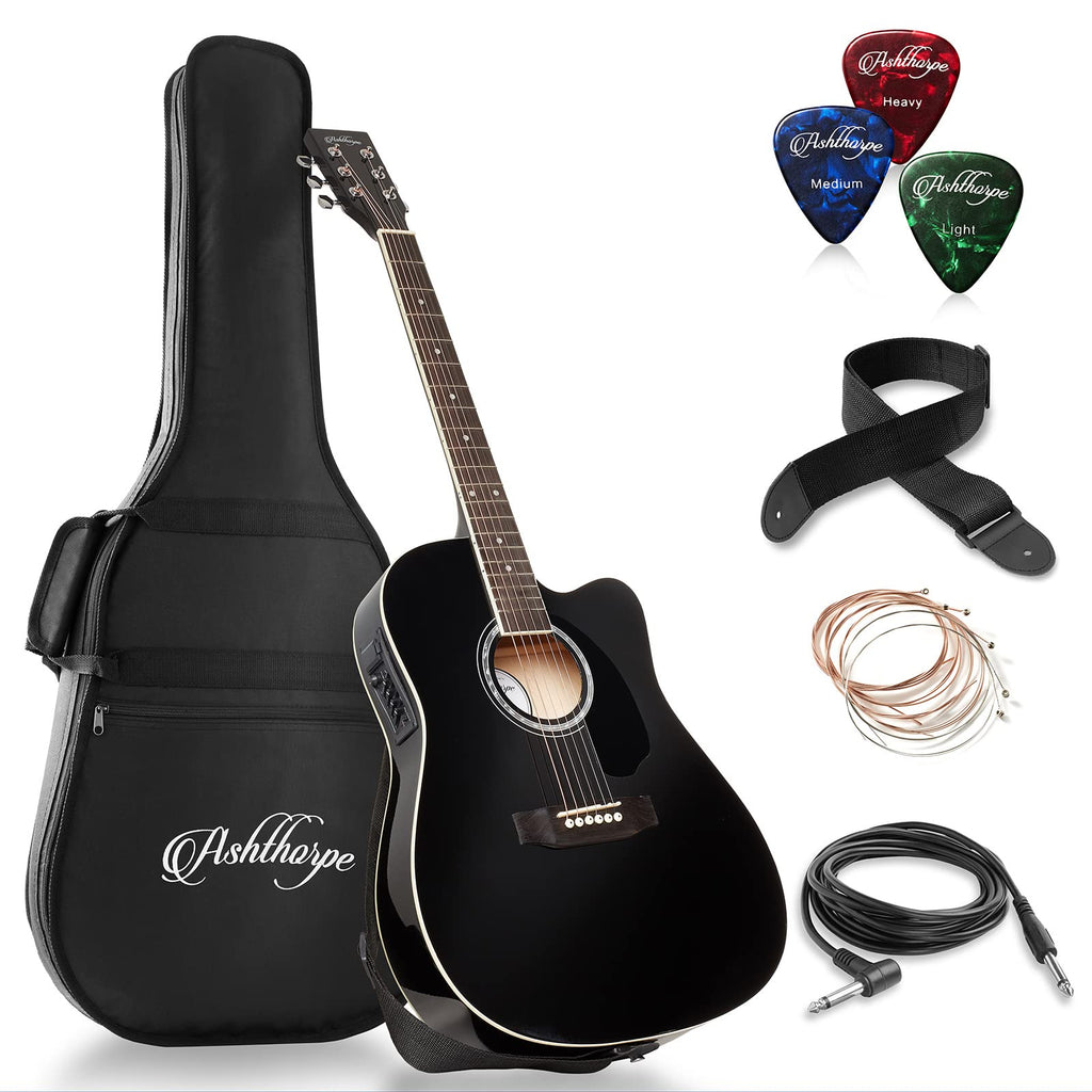Black Cutaway Thinline Acoustic-Electric Guitar P217258