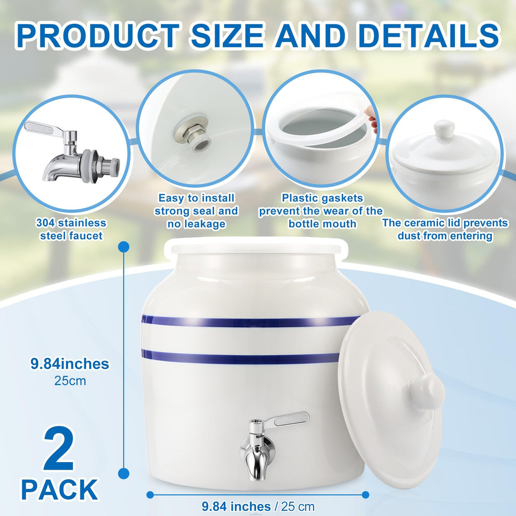 Ceramic Water Dispenser with 304 Stainless Steel Faucet and Lid T15846