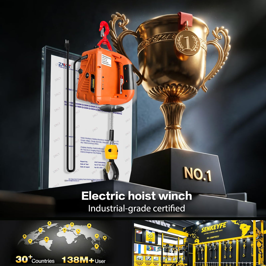 Electric Portable Hoist Winch 1500LBS 110V 25 FT with Lifting Strap P78665
