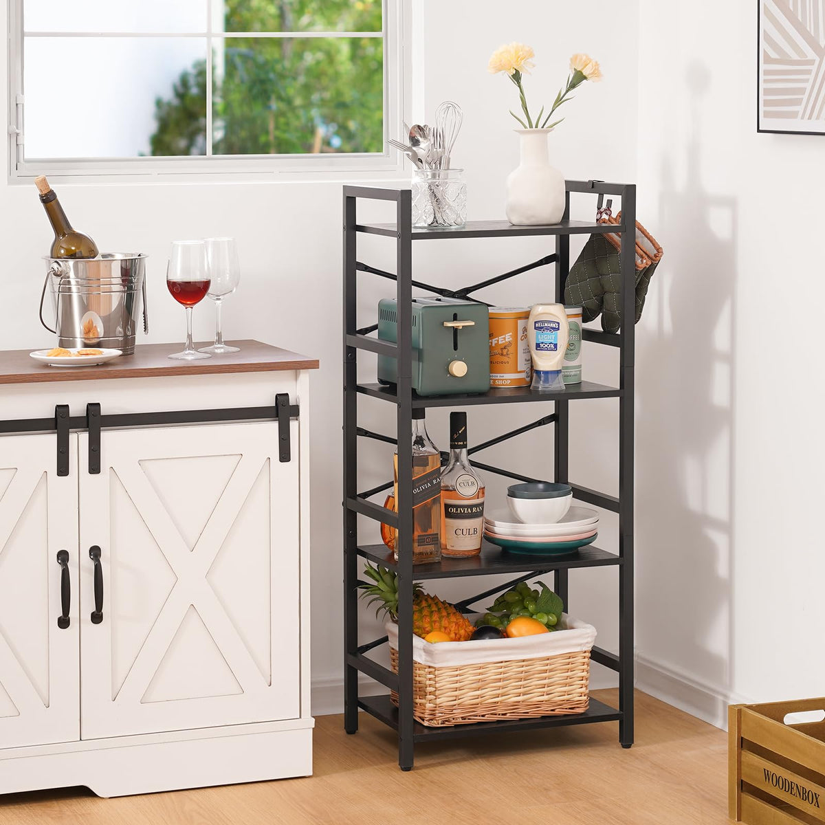 4 Tier Metal Wood Bookshelf I9366