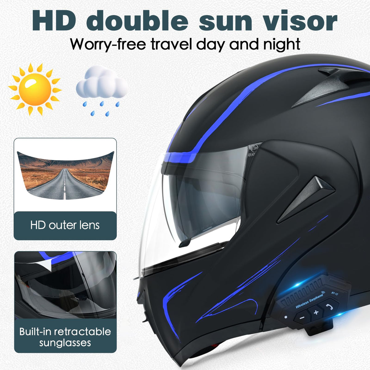 DOT Approved Bluetooth Modular Motorcycle Helmet A351181