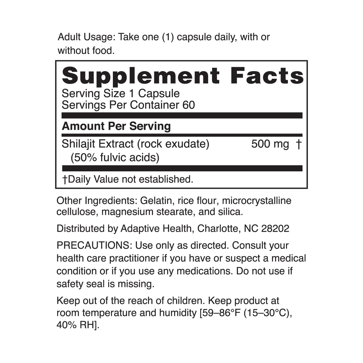 Shilajit 500mg 60 Capsules Z19052