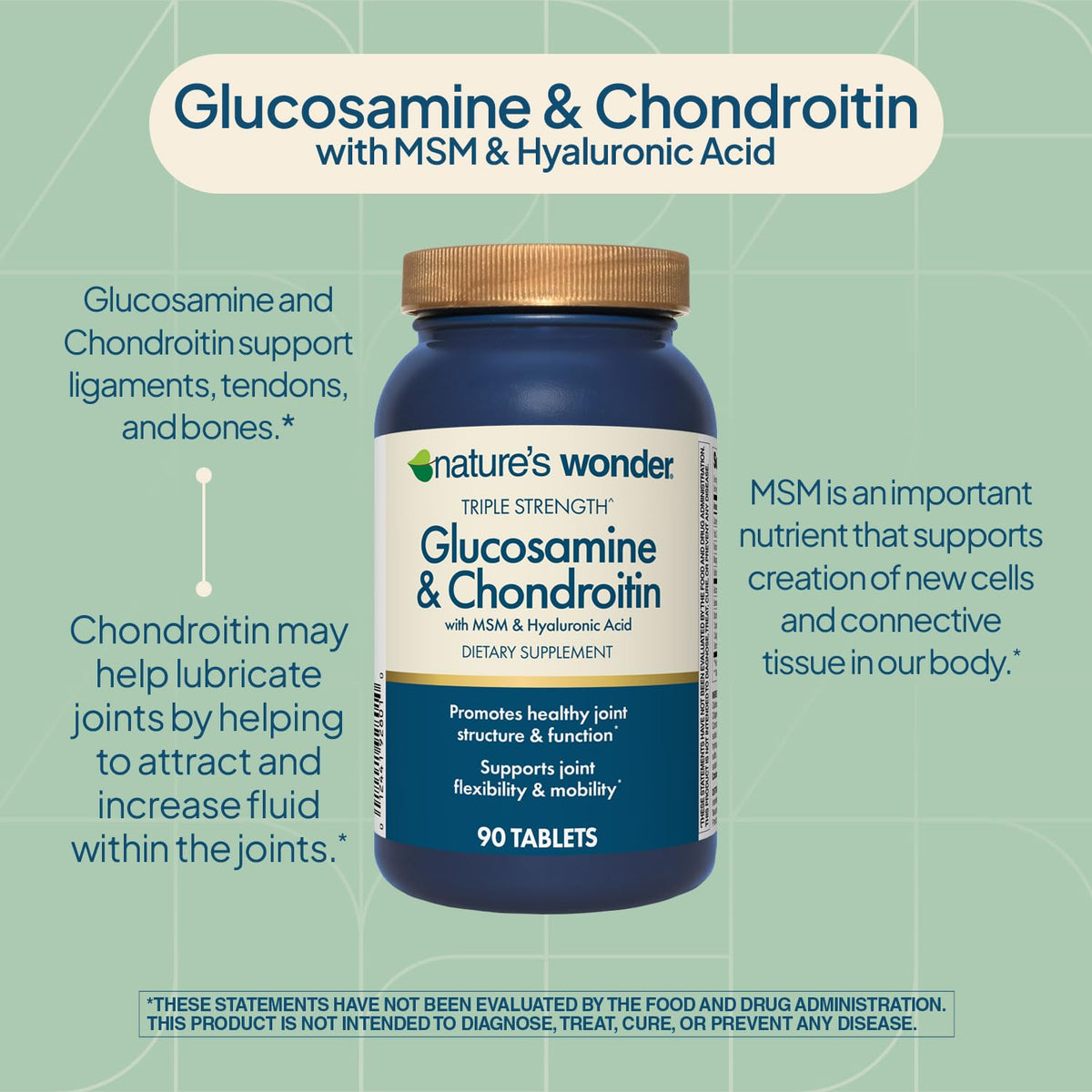 Triple Strength Glucosamine Chondroitin MSM 90 Tablets D98722