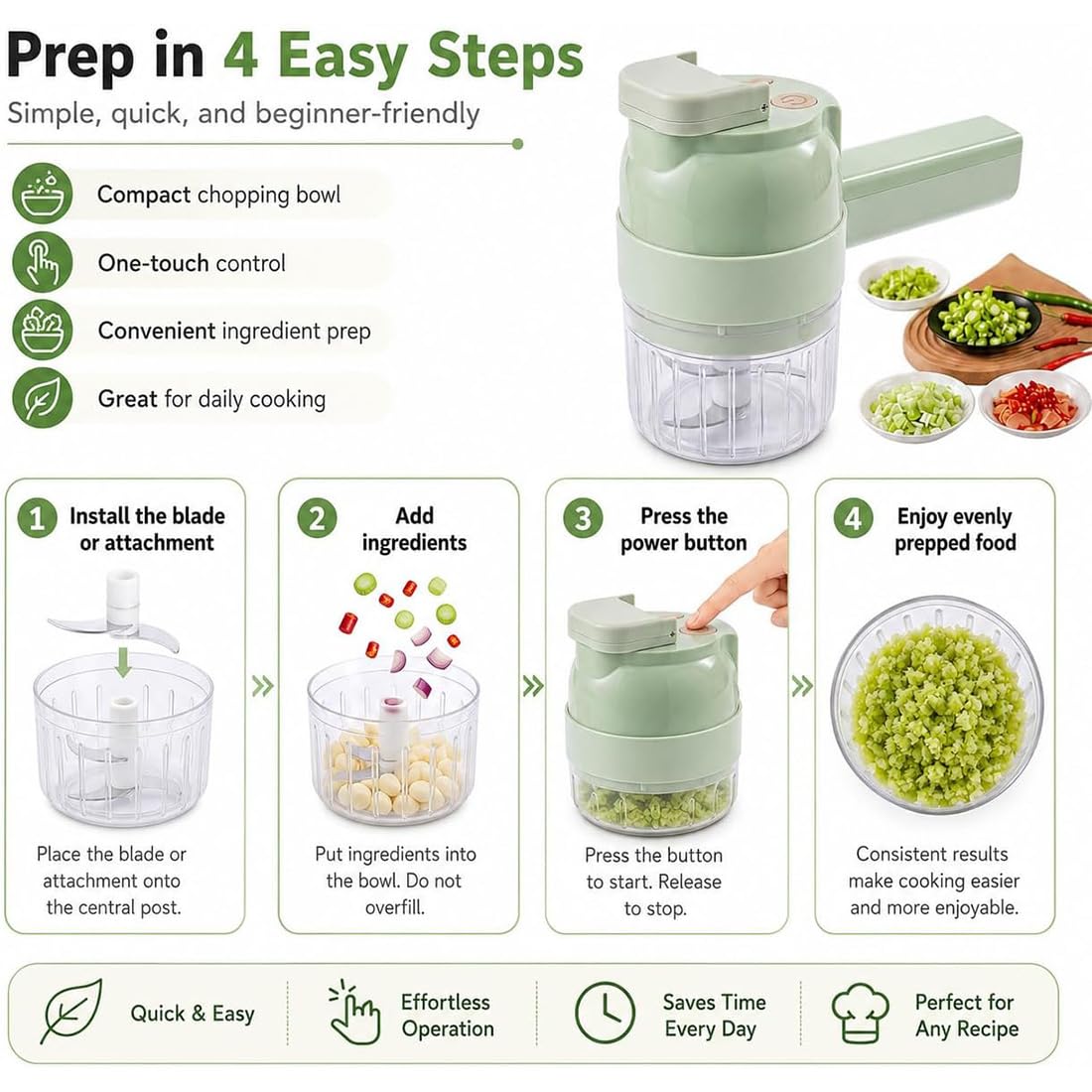 4 in 1 Handheld Electric Vegetable Chopper B6621