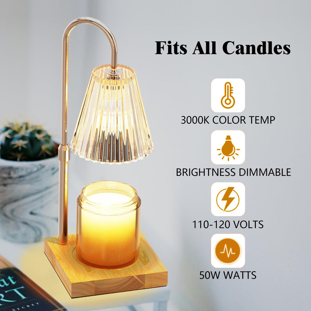 Candle Warmer Lamp with 2 Bulbs, Dimmable, Timer, Adjustable Height B52070