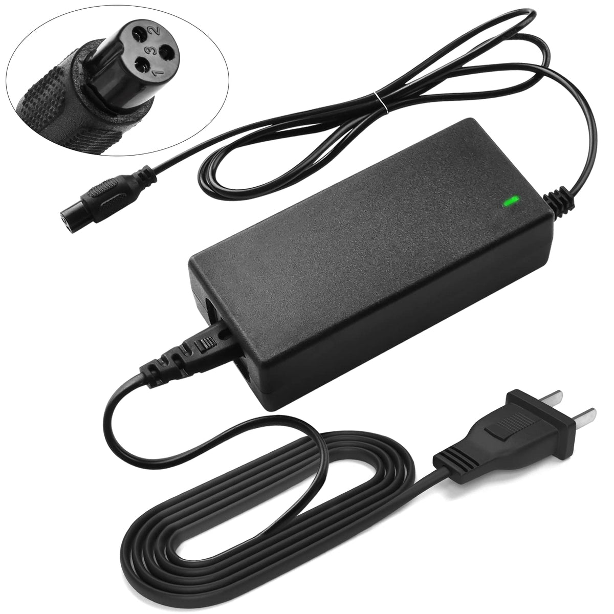 42V 2A Battery Charger 3 Prong Inline Connector U27748