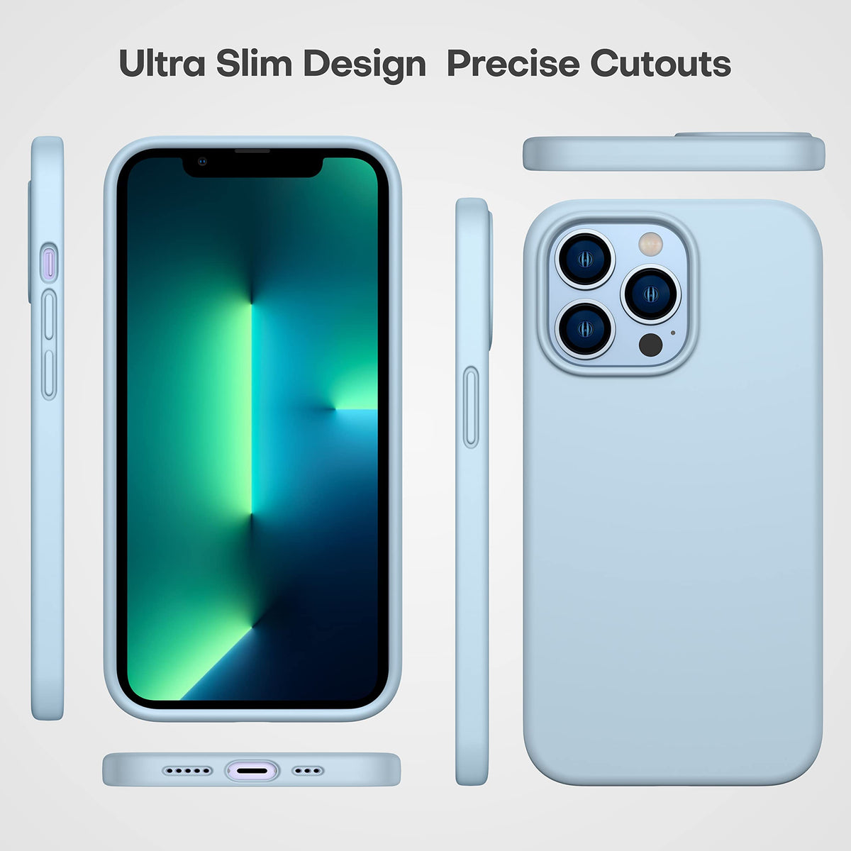 Light Blue Silicone Case with Glass Screen Protectors V468