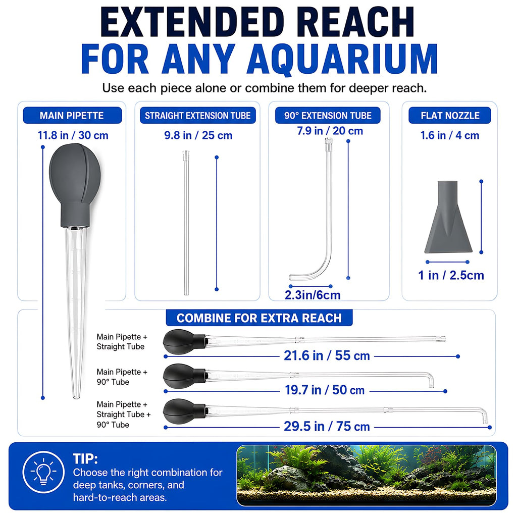 Aquarium Turkey Baster 4-in-1 Spot Cleaner and Coral Feeder 21.6 in P393553