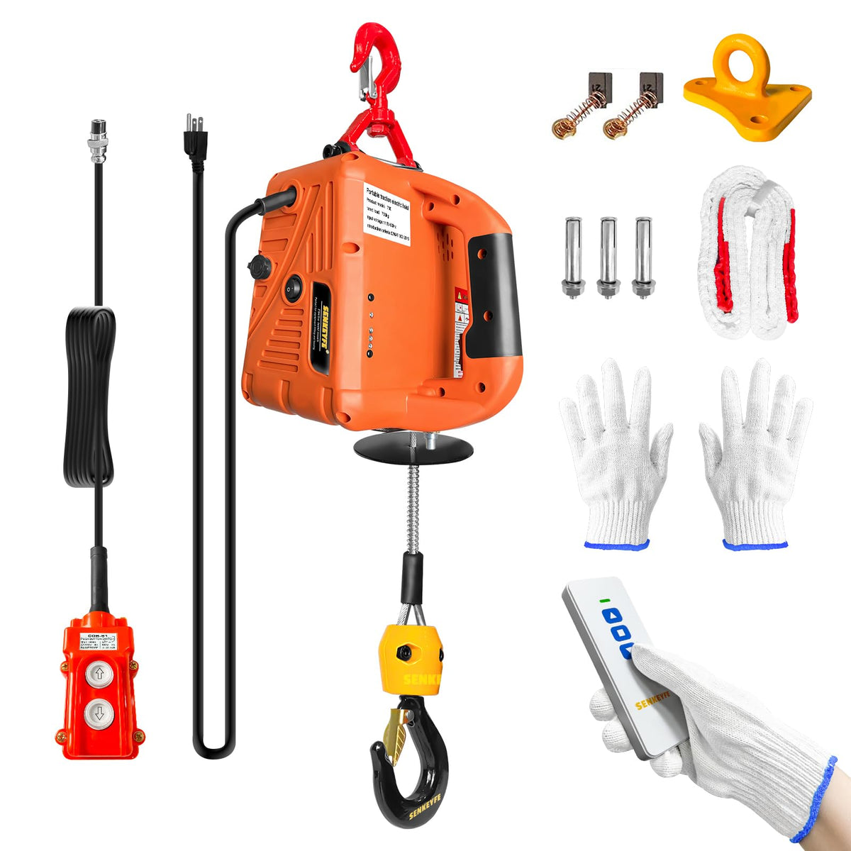 Electric Portable Hoist Winch 1500LBS 110V 25 FT with Lifting Strap P78665