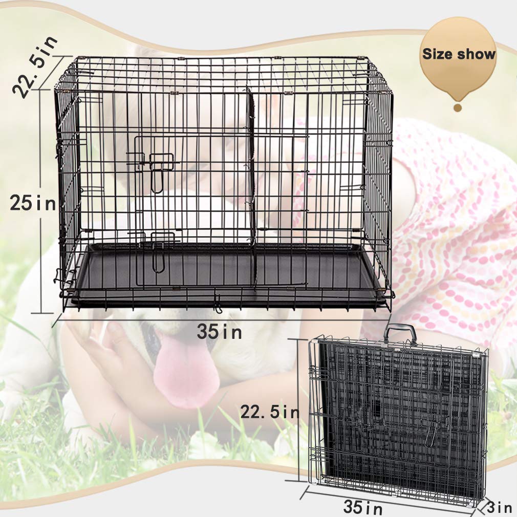 Folding Metal Dog Crate with Divider and Handle A23678