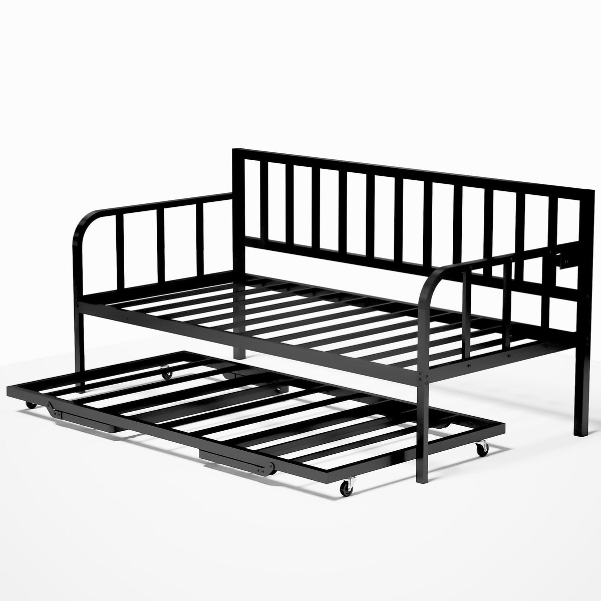 Black Twin to King Metal Daybed with Pop Up Trundle F7995